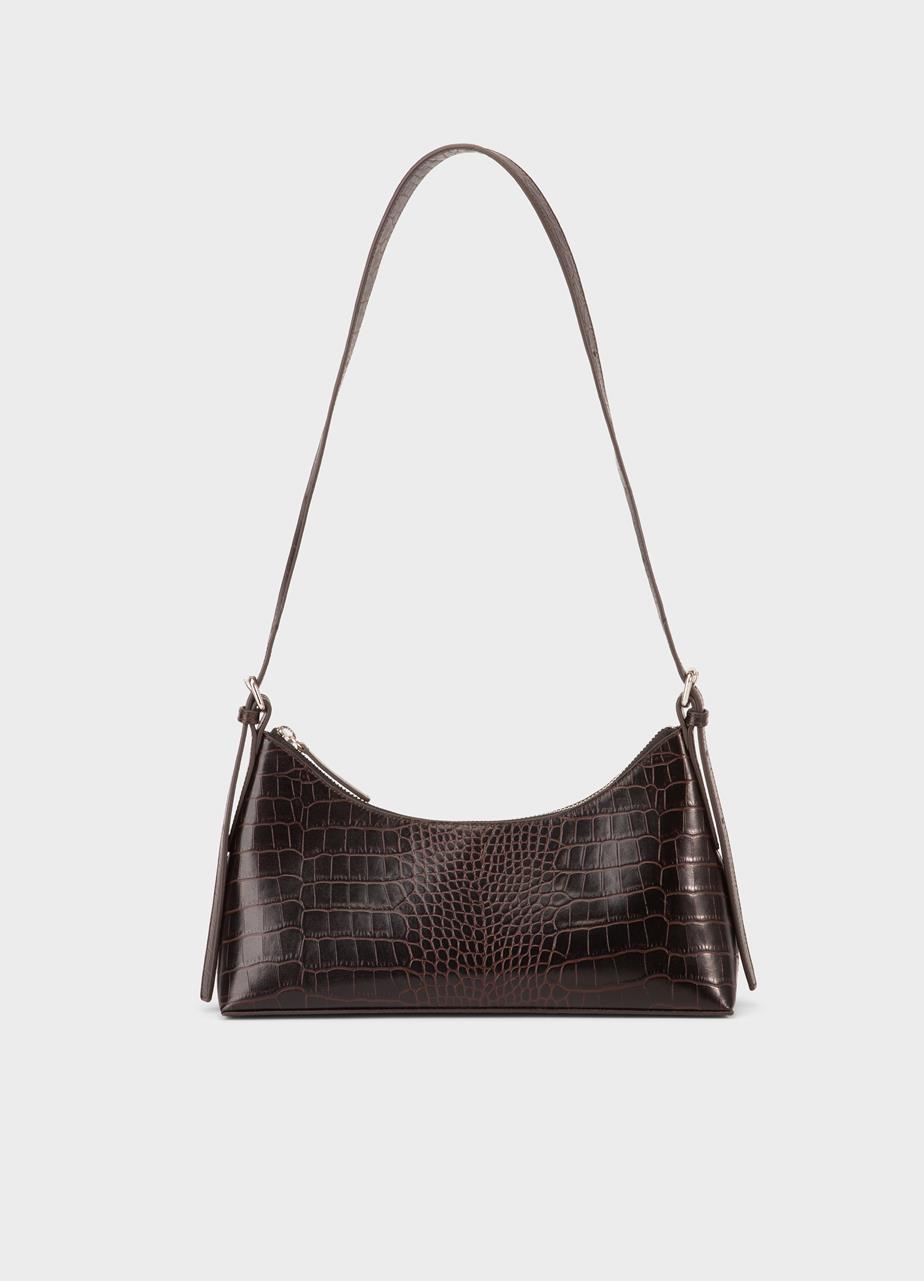 Bari mini bag Brown, Embossed Leather