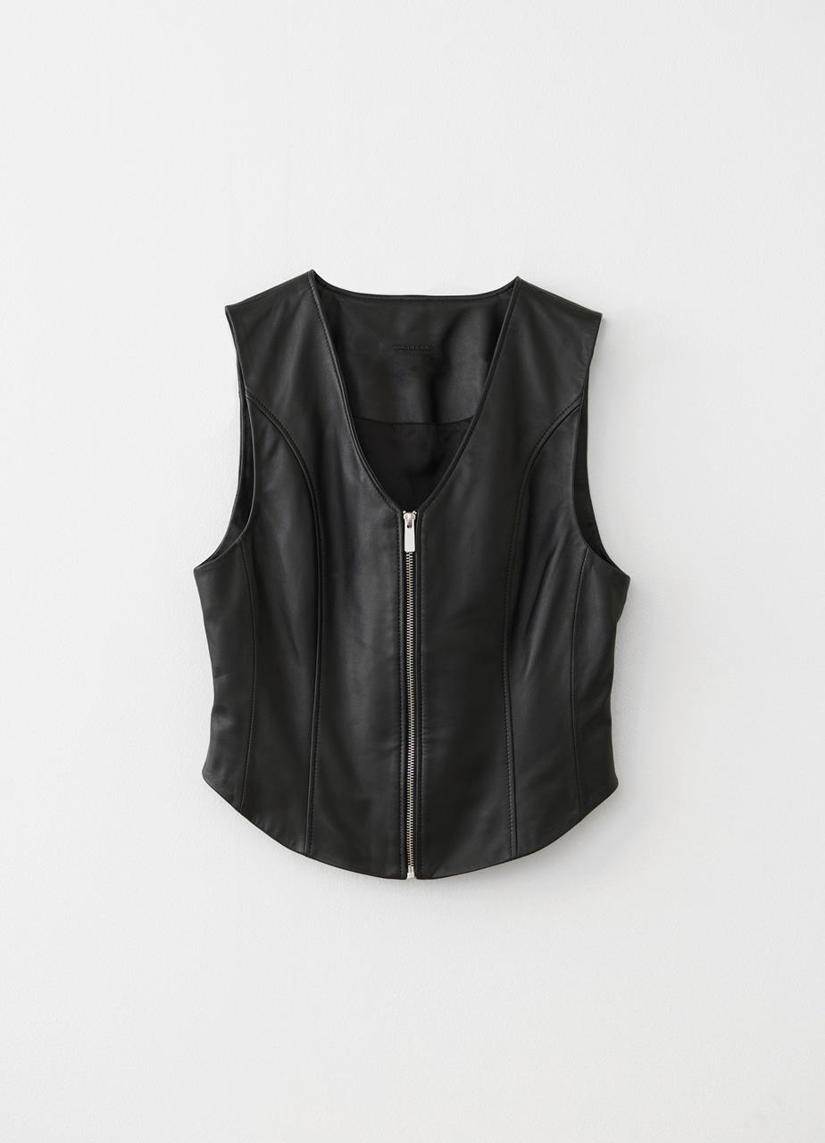 The vest BLACK LEATHER