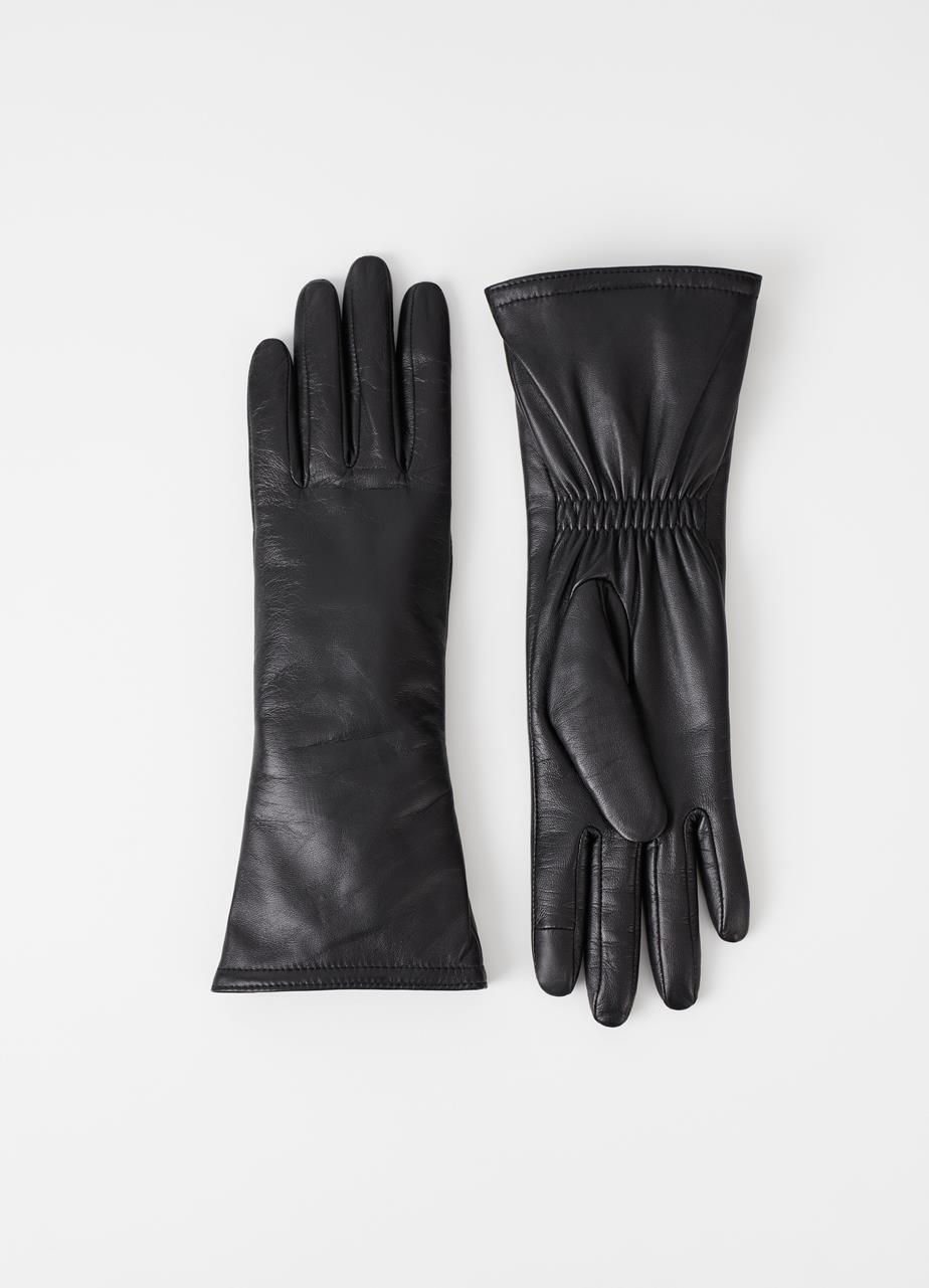 Long glove w BLACK LEATHER