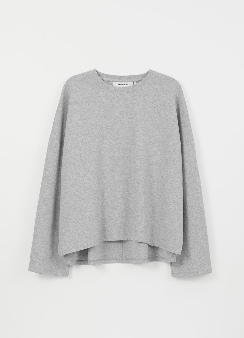 Boxy long sleeve t-shirt w GREY TEXTILE