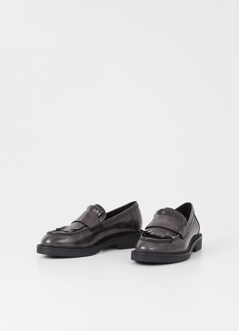 Alex w loafers Dark Grey polished leather