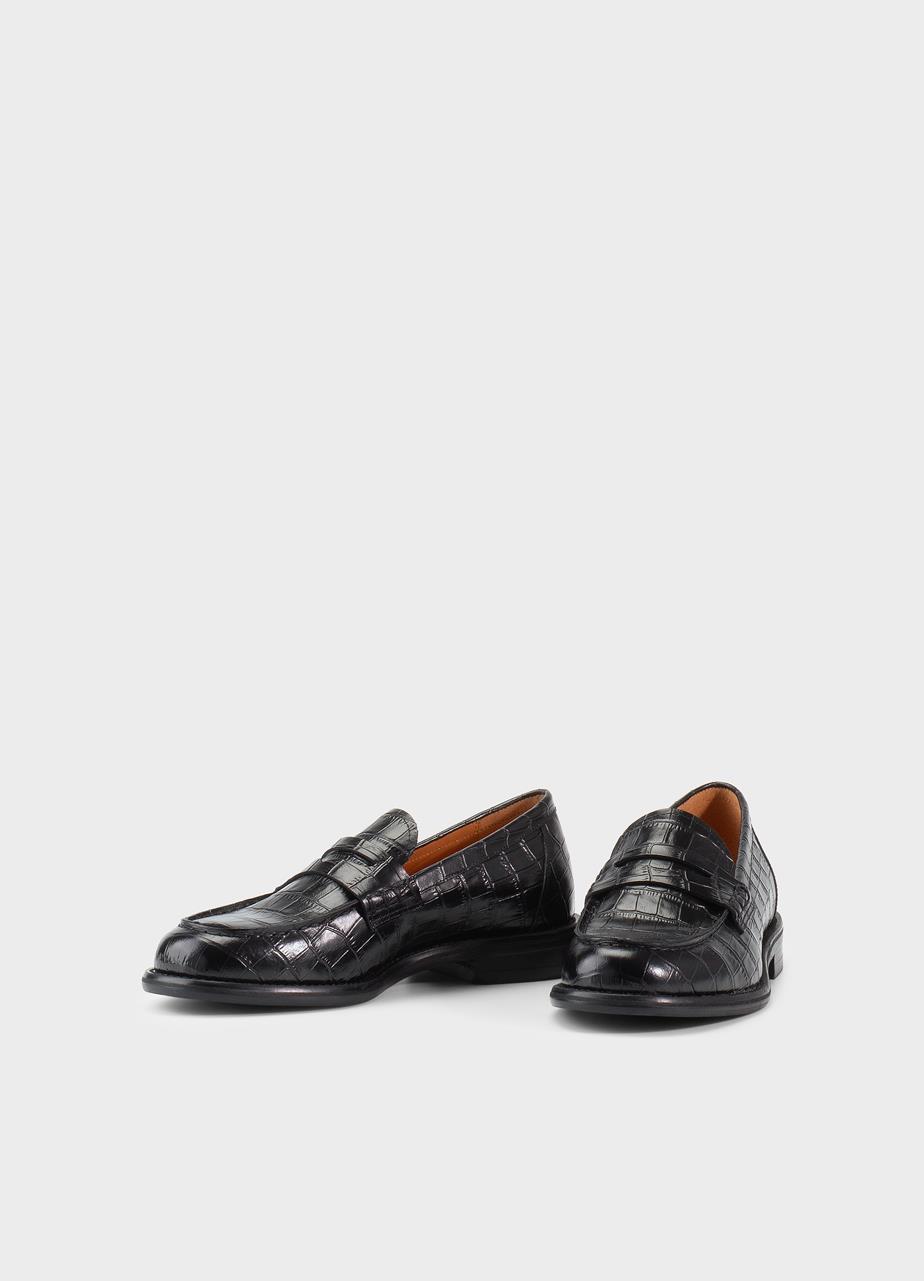 Linn loafers Black, Embossed Leather
