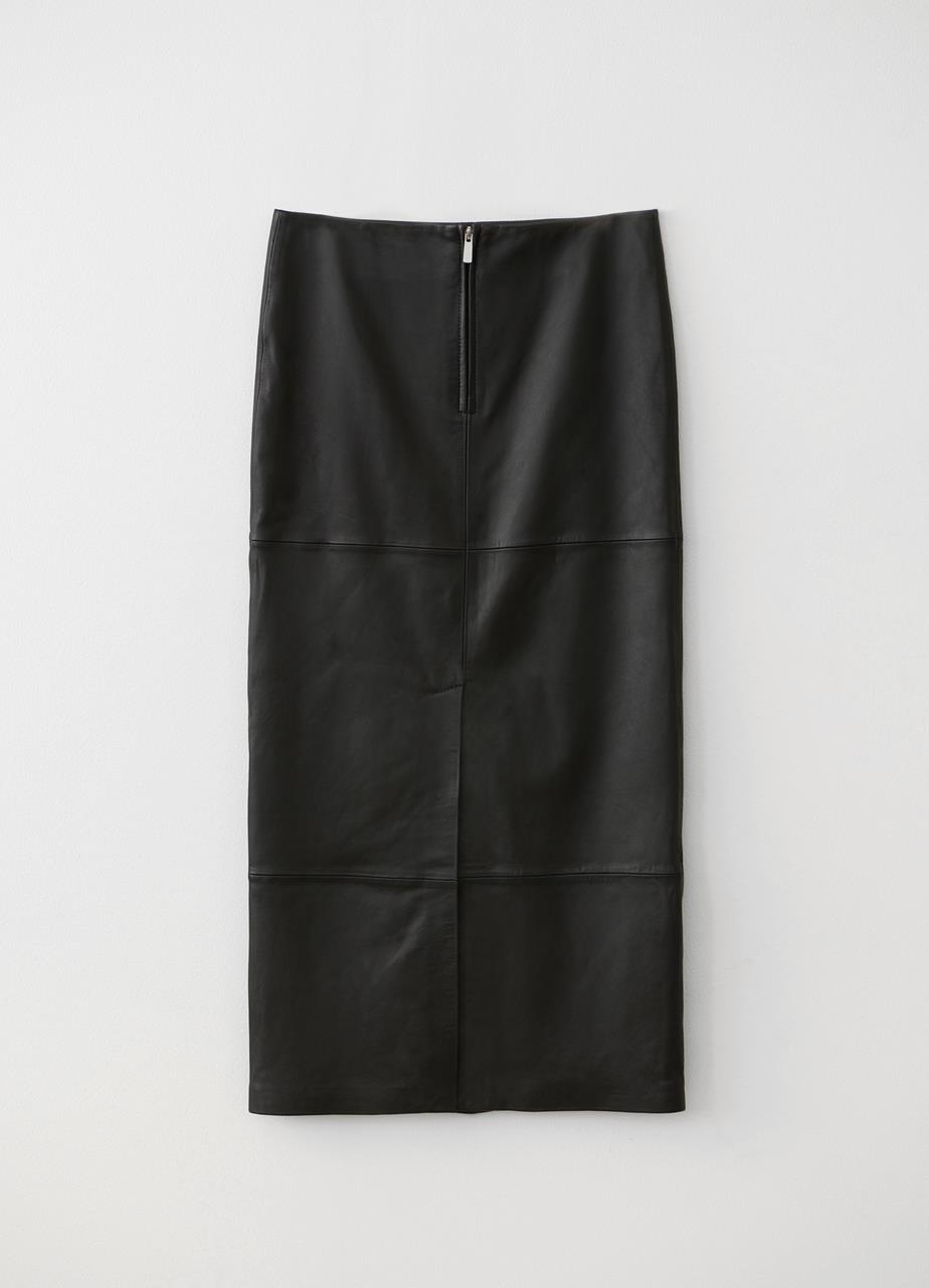 The maxi skirt BLACK LEATHER