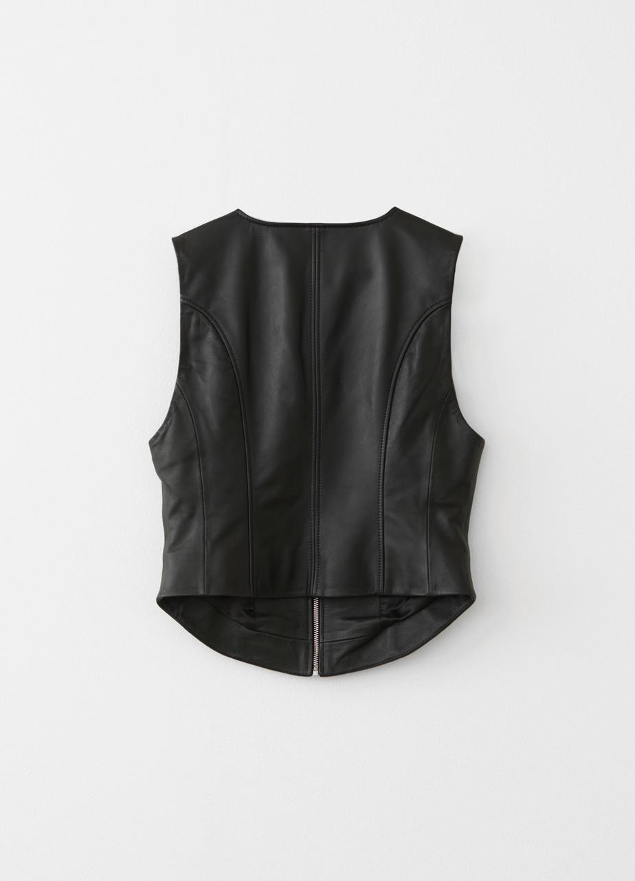 The vest BLACK LEATHER