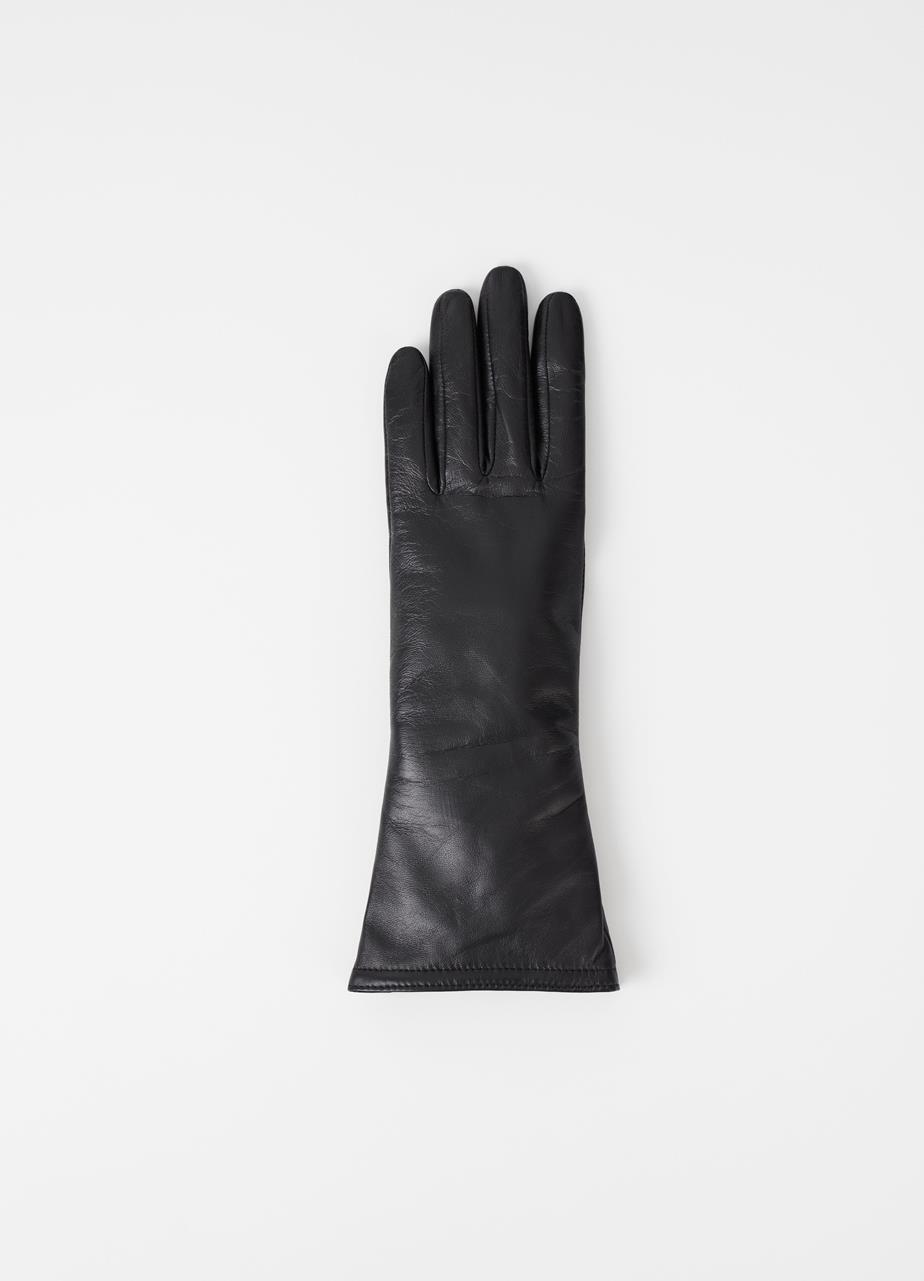 Long glove w BLACK LEATHER