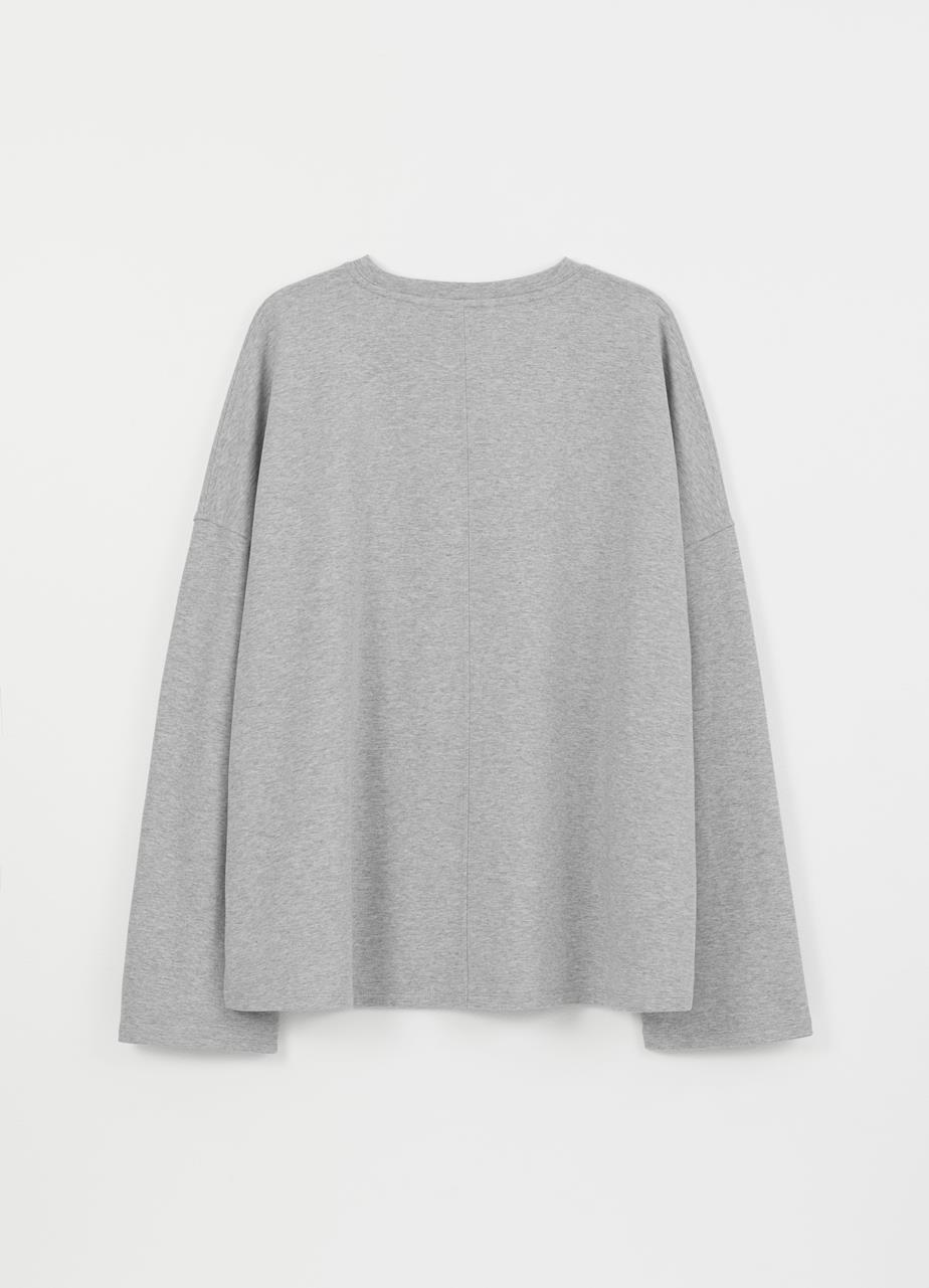 Boxy long sleeve t-shirt w GREY TEXTILE