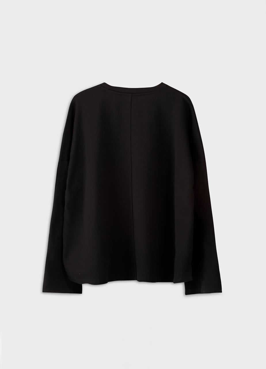 Boxy long sleeve t-shirt w BLACK TEXTILE