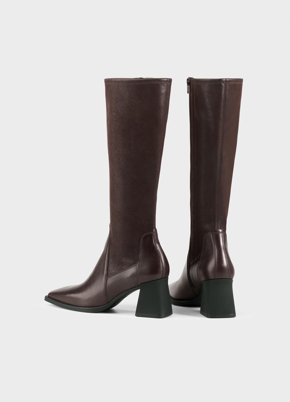 Hedda tall boots Brown leather/comb