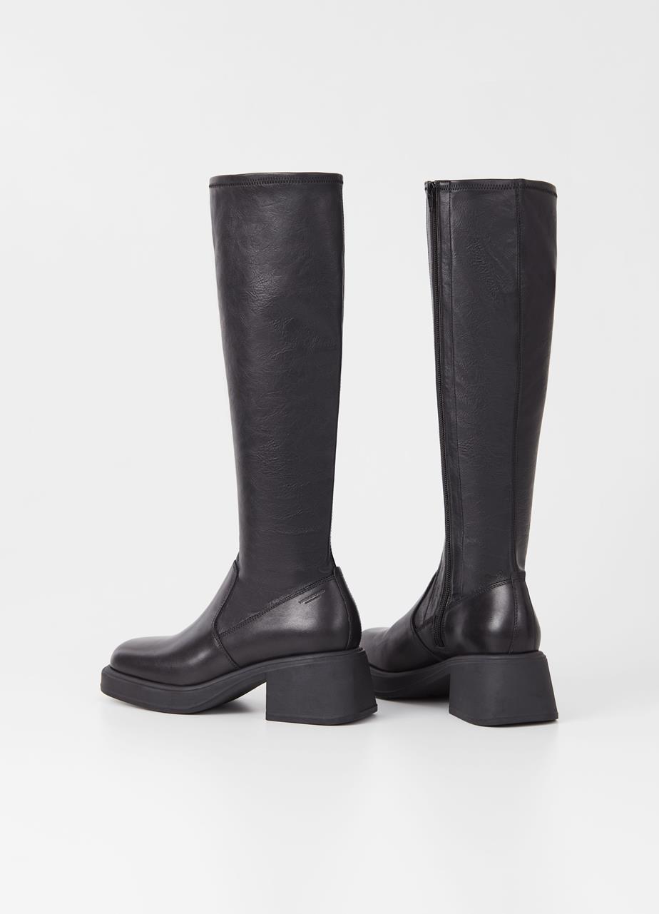 Dorah tall boots Black leather/comb