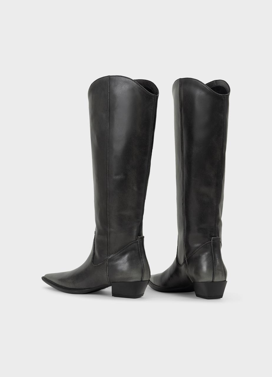 Cassie tall boots Grey brush-off leather