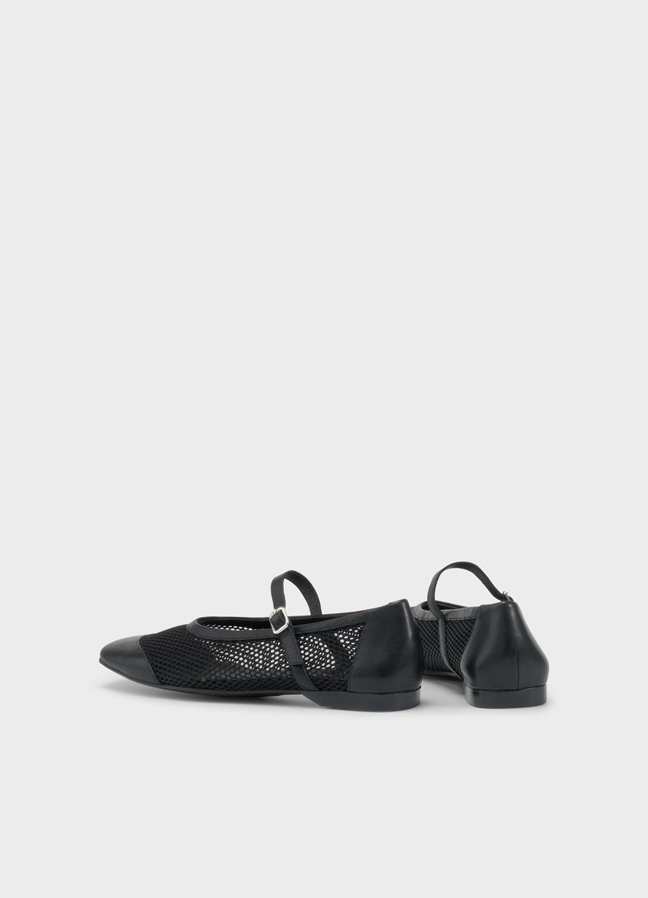 Delia ballet flats Black leather/mesh