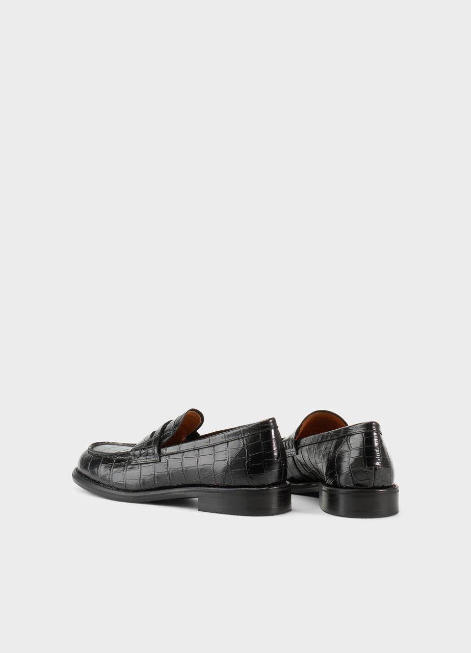 Linn loafers Black, Embossed Leather