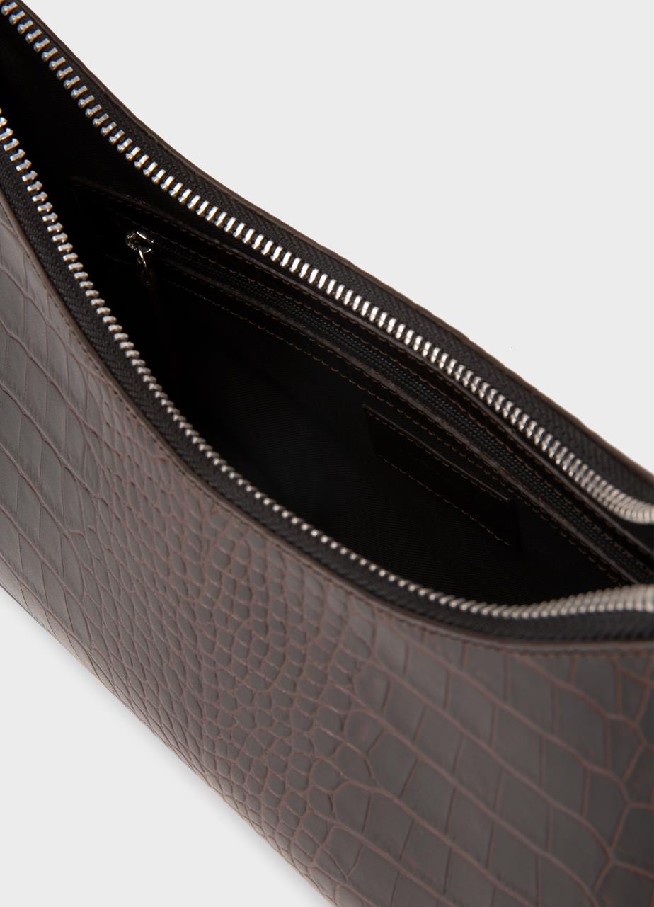 Bari mini bag Brown, Embossed Leather