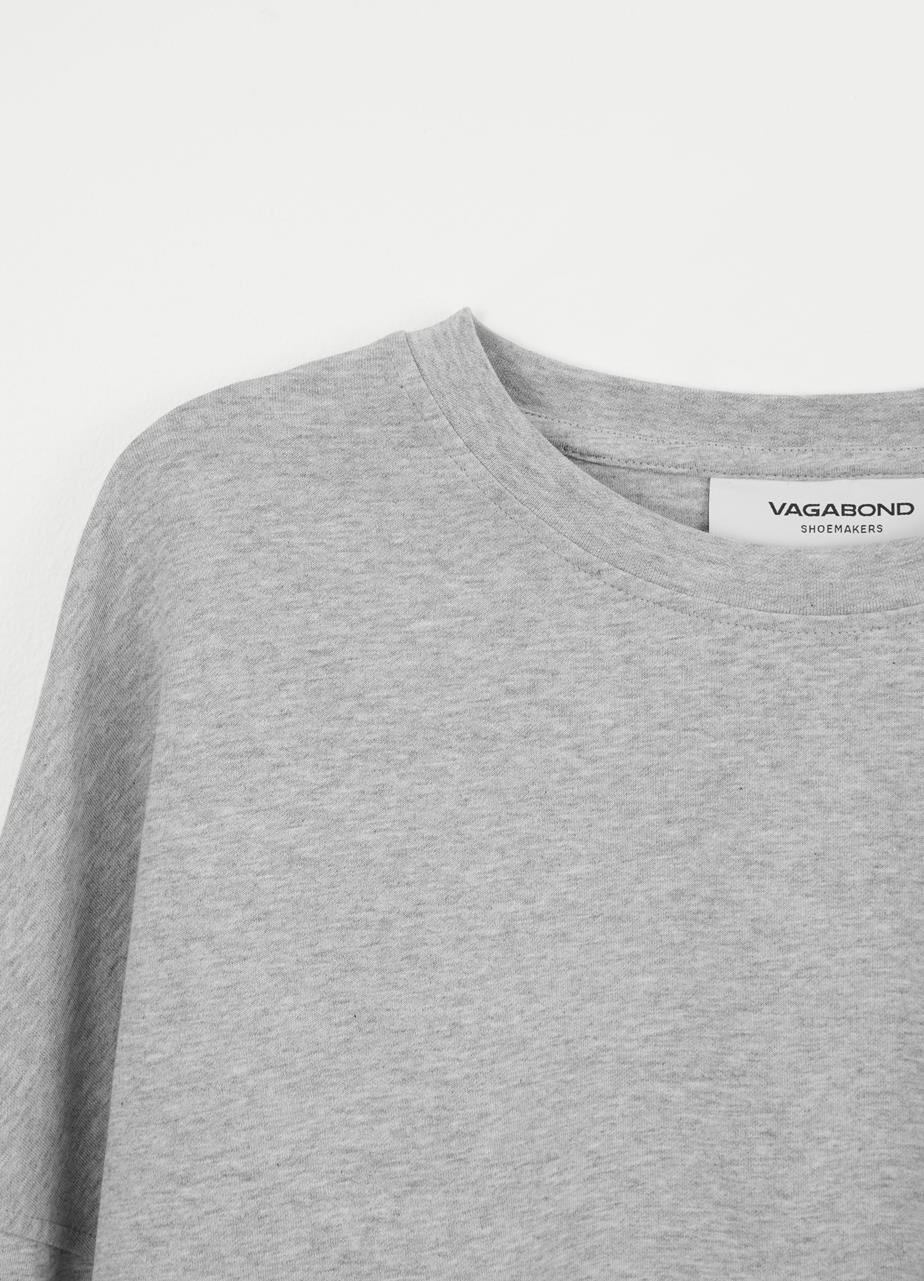 Boxy long sleeve t-shirt w Grey textile