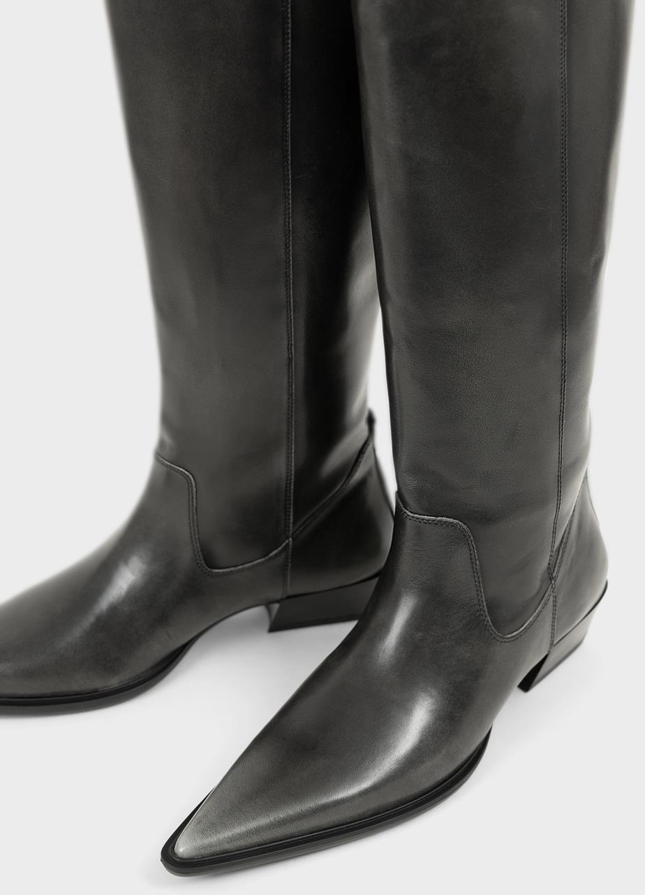 Cassie tall boots Grey brush-off leather