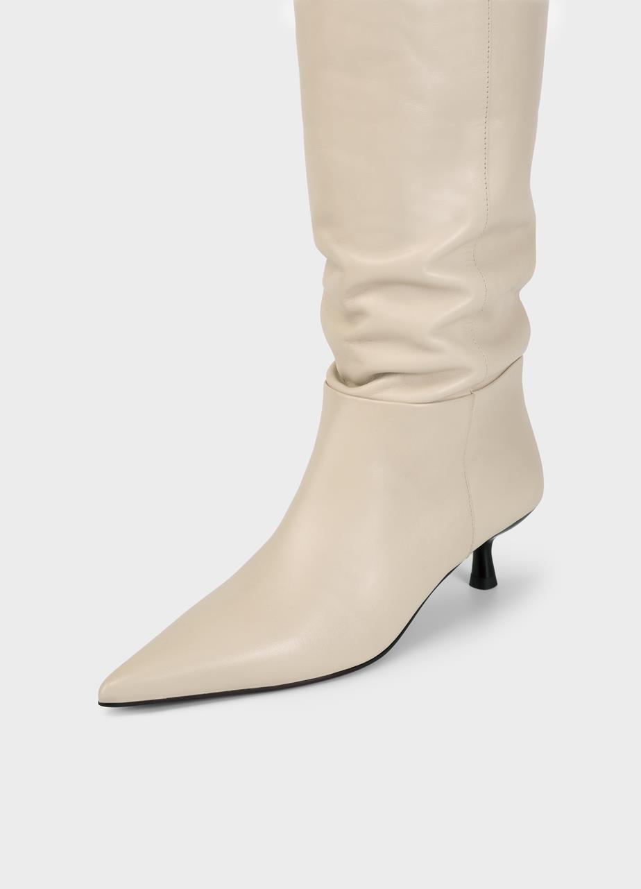 Lykke tall boots Beige leather