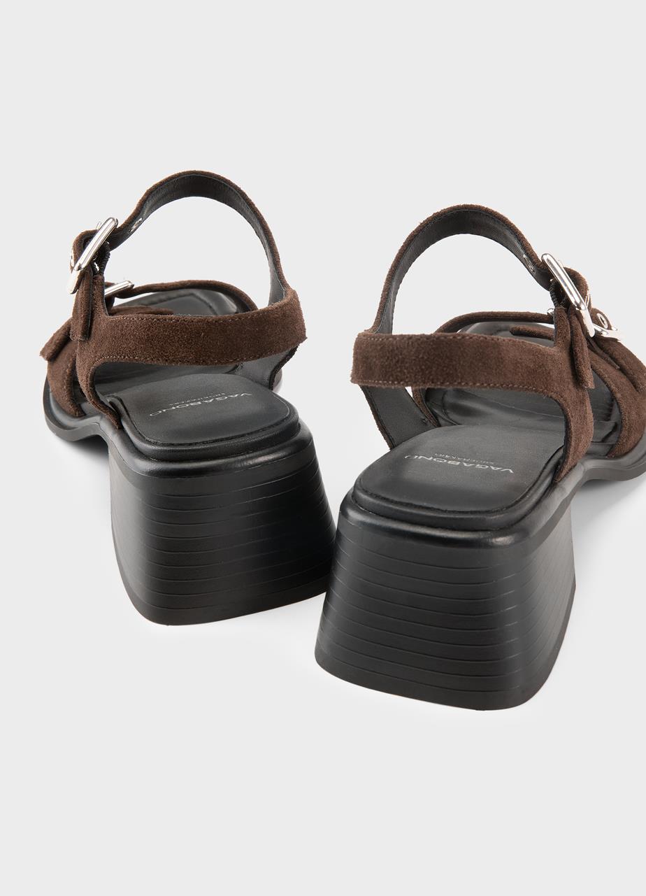 Ines heeled sandals Brown, Suede