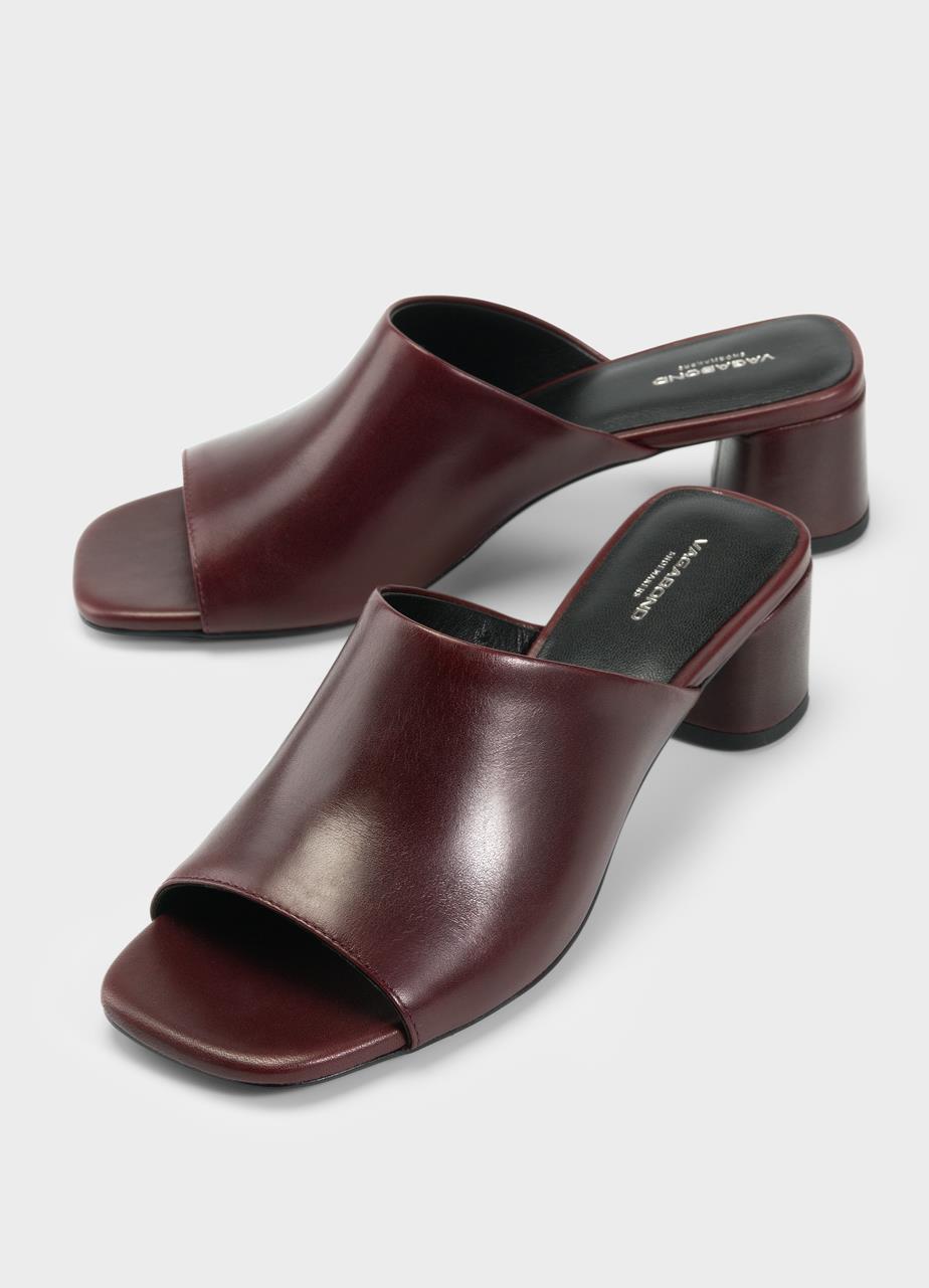 Piper mules Dark Red leather