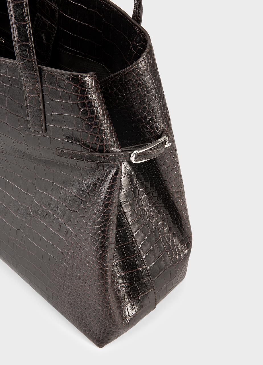 Cannes bag Brown, Embossed Leather