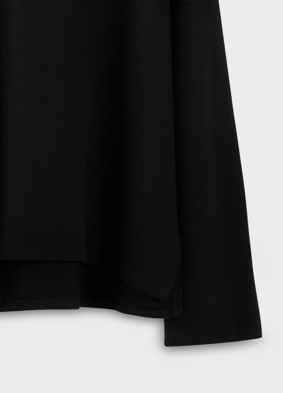 Boxy long sleeve t-shirt w Black textile