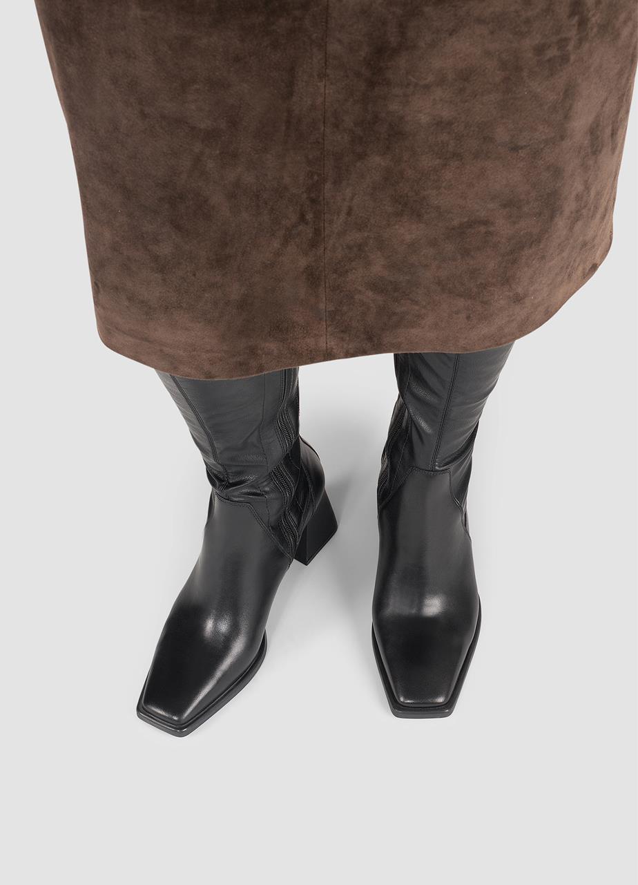 Hedda tall boots Black, Leather/Comb