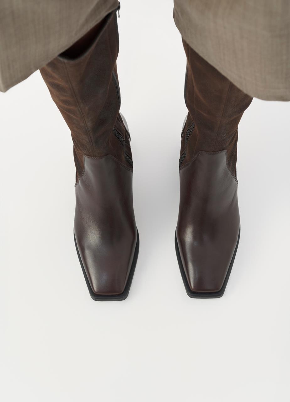 Hedda tall boots Brown leather/comb