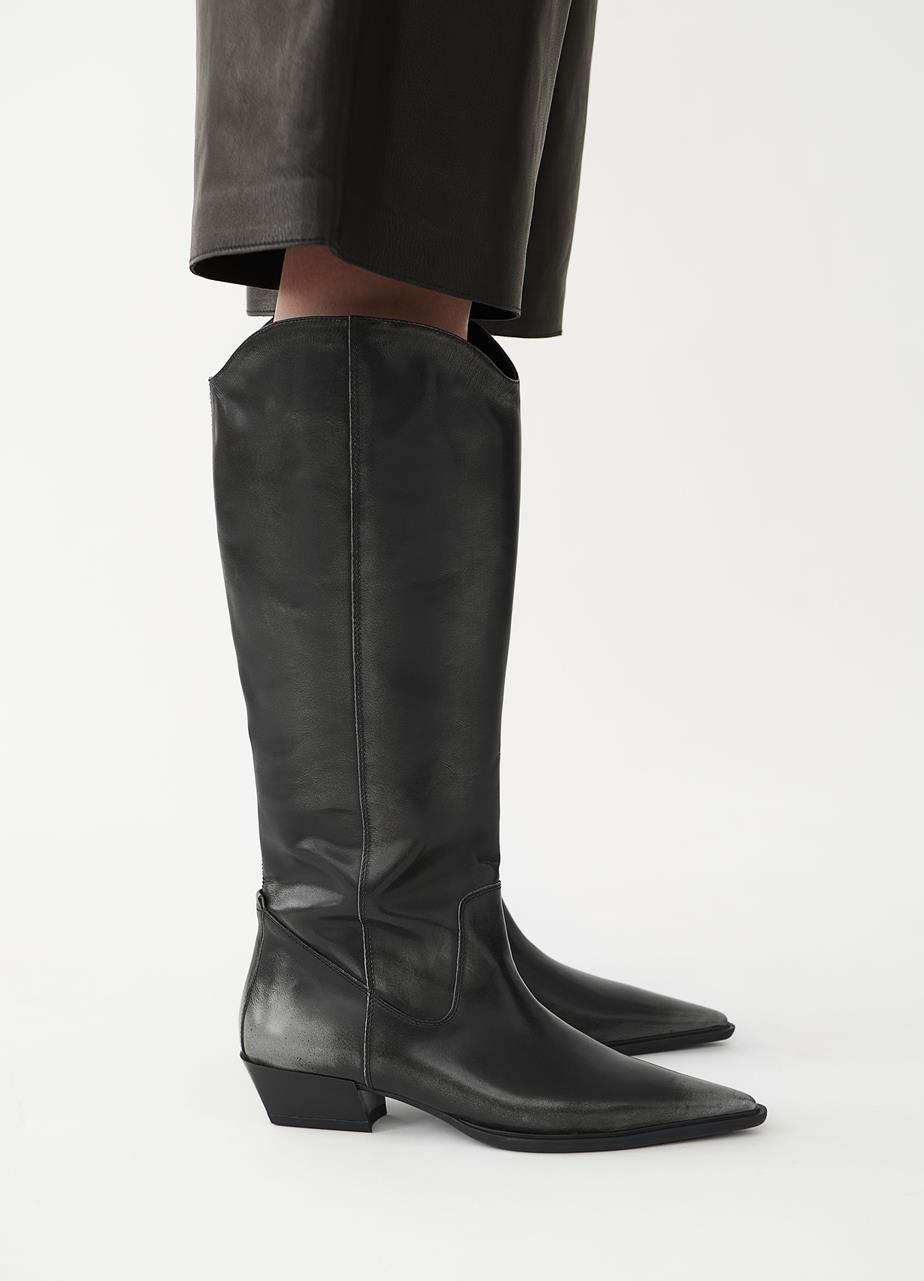 Cassie tall boots Grey brush-off leather
