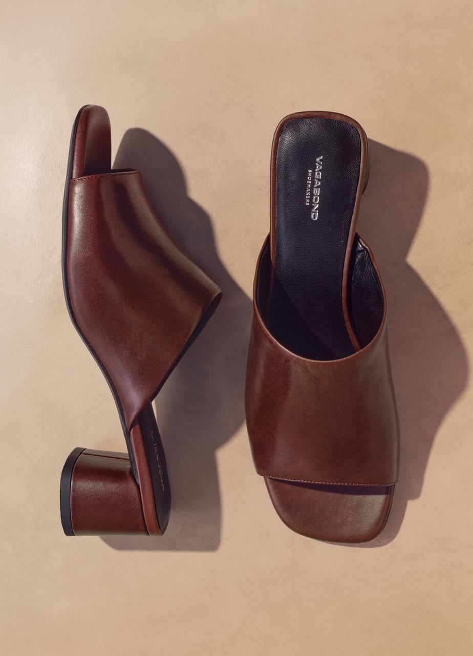 Piper mules Dark Red leather