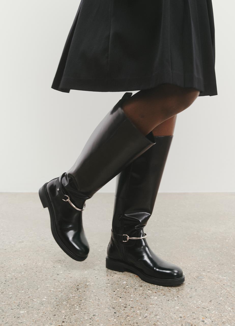 Freya tall boots Black polished leather