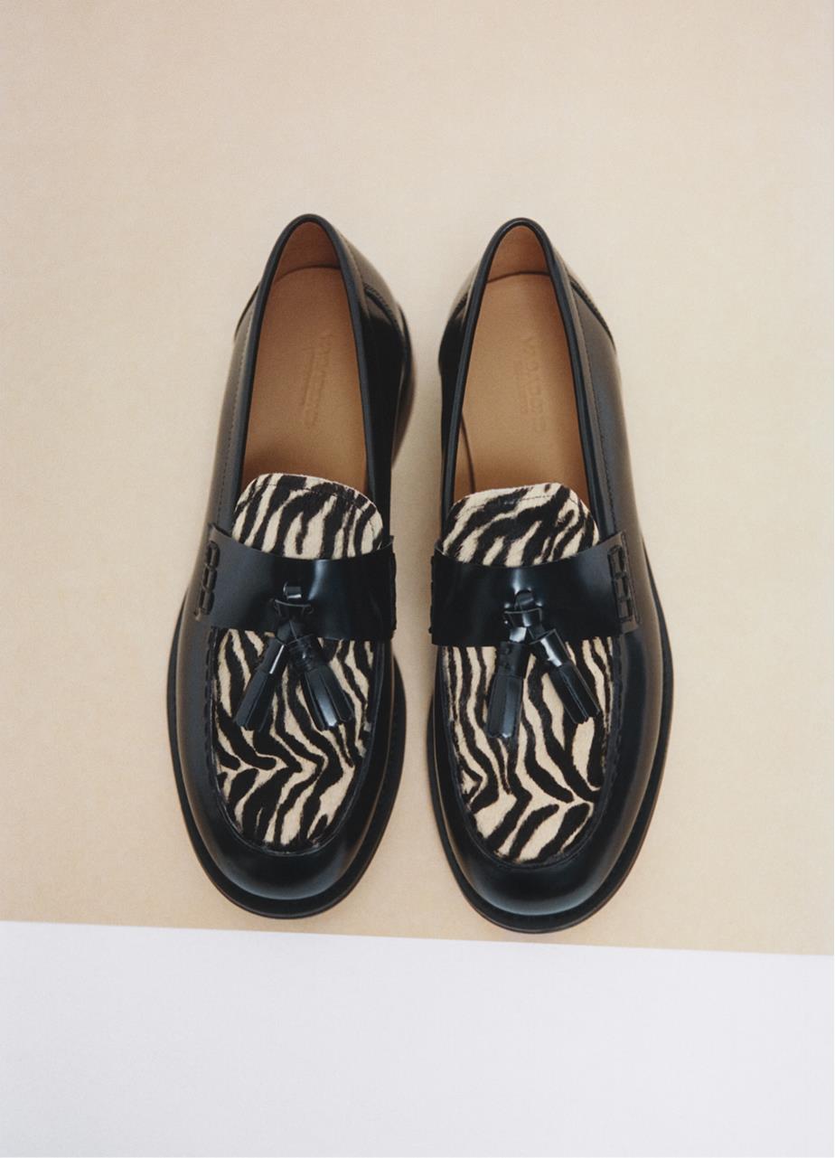 Linn loafers Black leather/hair-on-leather