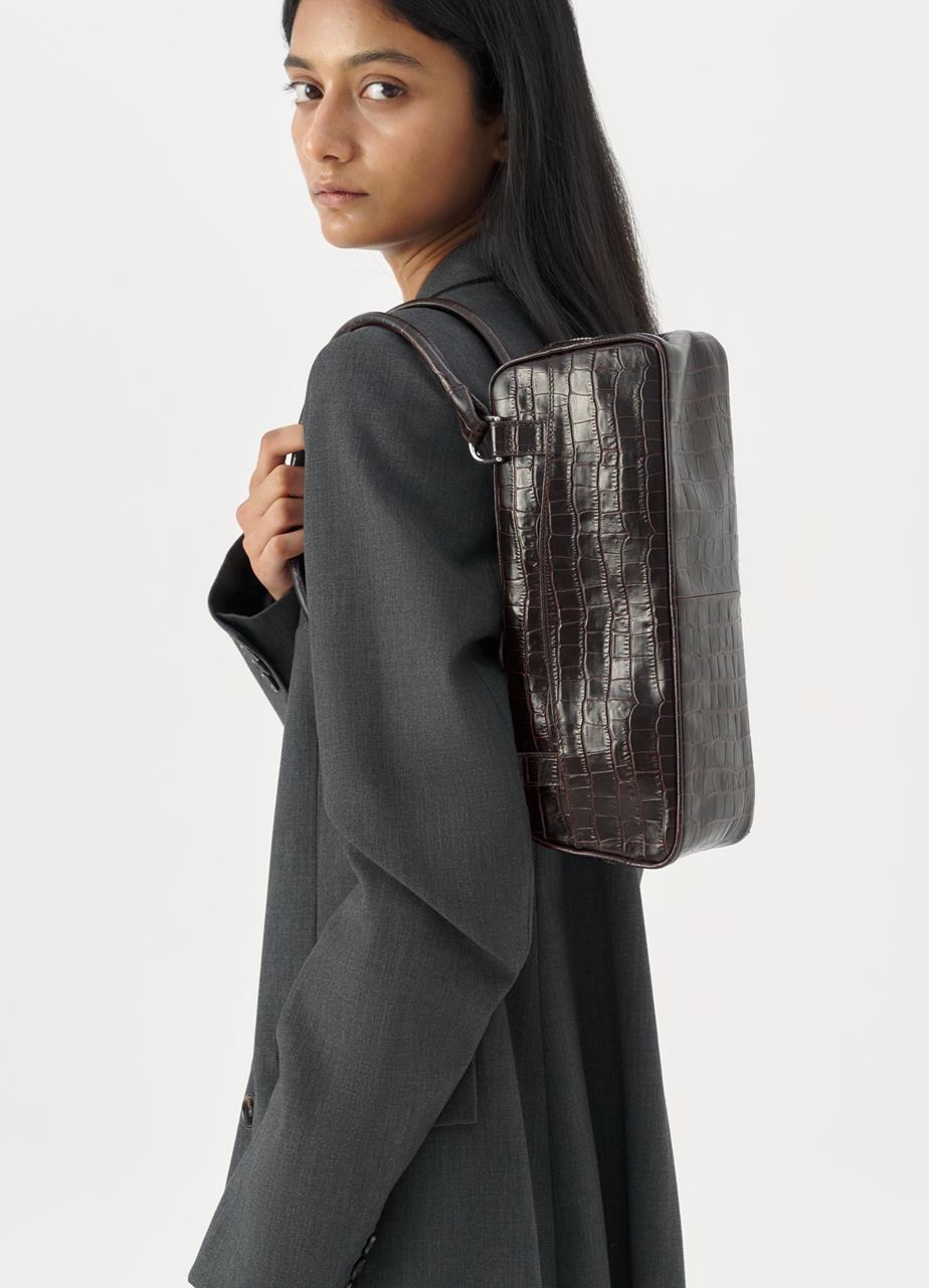 Nomi mini bag Brown embossed leather