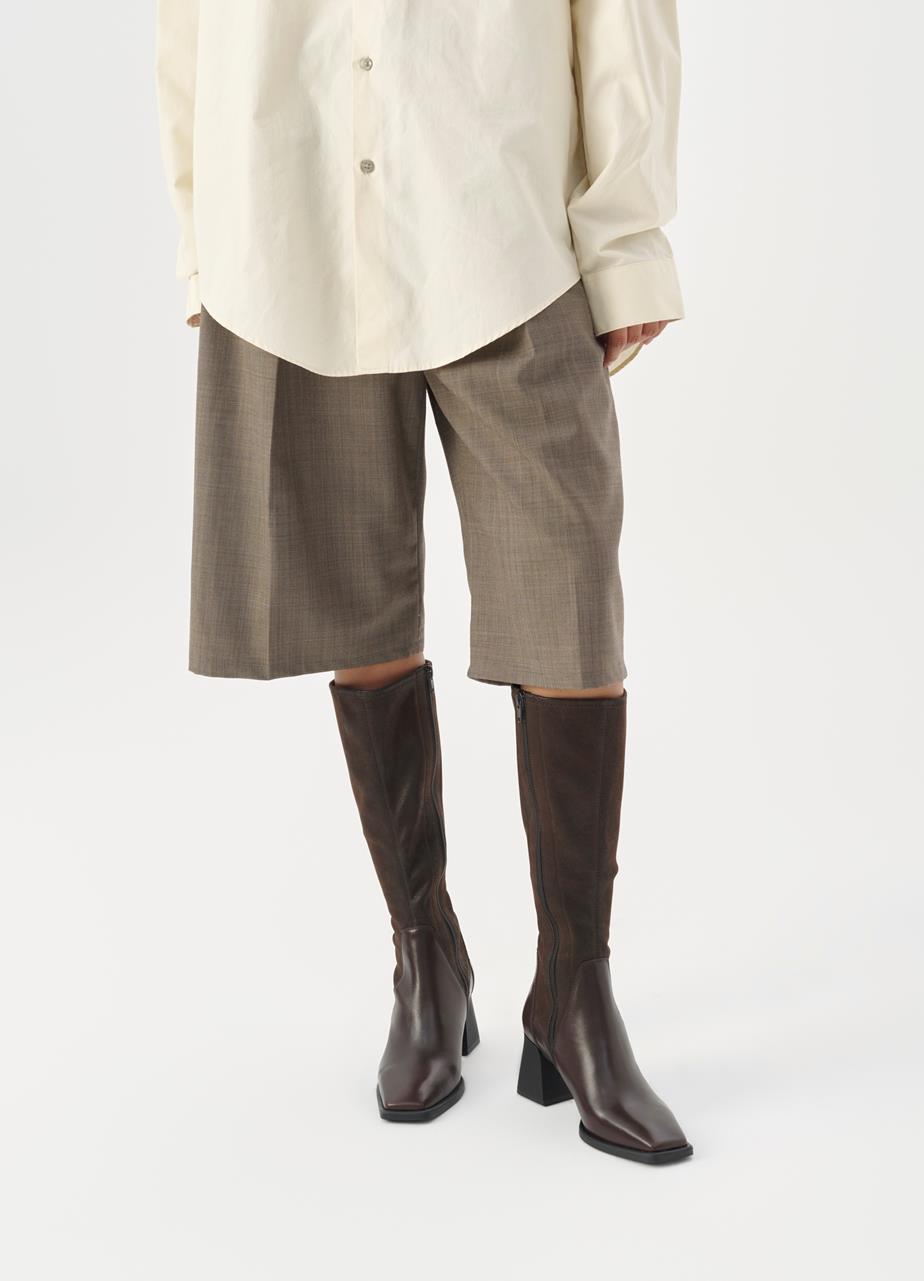 Hedda tall boots Brown leather/comb