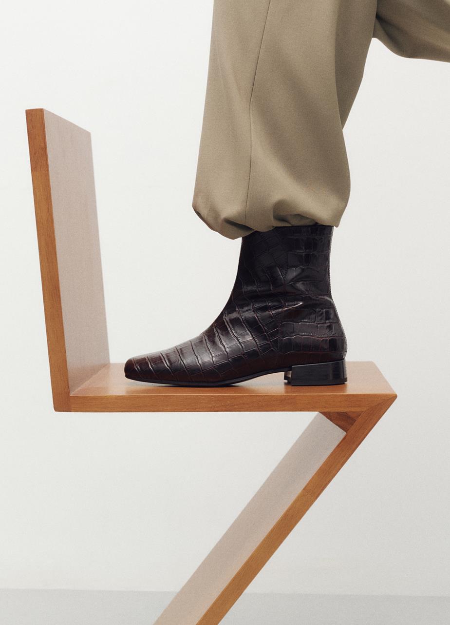 Mona boots Brown embossed leather